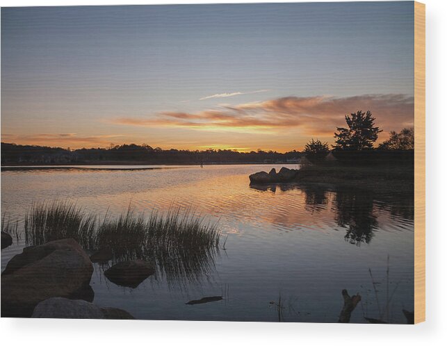 Pawcatuck River Wood Print featuring the photograph The Brink - Pawcatuck River Sunrise by Kirkodd Photography Of New England