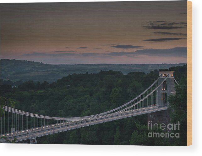 Clifton Suspension Bridge Wood Print featuring the photograph The Clifton Suspension Bridge, Bristol England by Perry Rodriguez