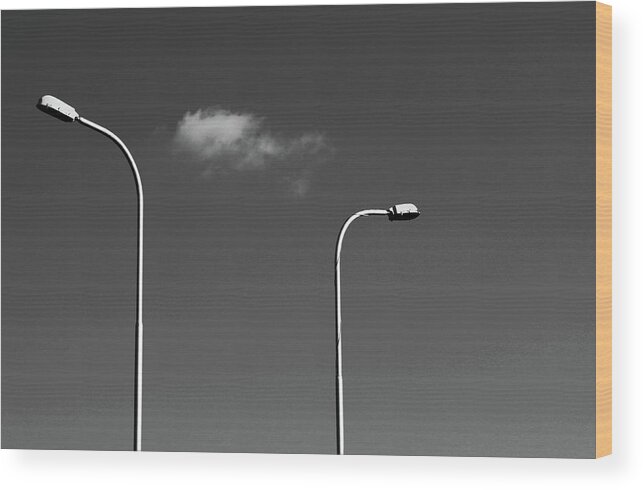 Black And White Cloud Wood Print featuring the photograph The Cloud Split by Prakash Ghai