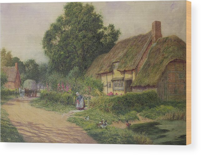 House Wood Print featuring the painting The Coming of the Haycart by Arthur Claude Strachan
