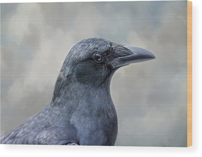 Bird Wood Print featuring the photograph The Crow by Cathy Kovarik