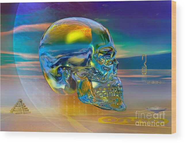 Skull Wood Print featuring the digital art The Crystal Skull by Shadowlea Is