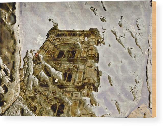 Florence Wood Print featuring the photograph The dome in the puddle by Wolfgang Stocker