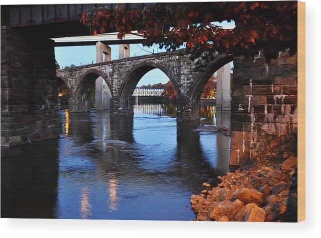 The Five Bridges - East Falls - Philadelphia Wood Print featuring the photograph The Five Bridges - East Falls - Philadelphia by Bill Cannon