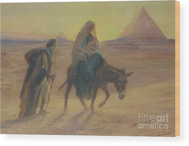 Flight Wood Print featuring the painting The Flight into Egypt by Eugene Alexis Girardet
