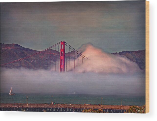 Golden Gate Bridge Wood Print featuring the photograph The Fog by Hanny Heim