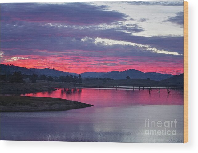 Sunset Wood Print featuring the photograph The Gloaming by Linda Lees