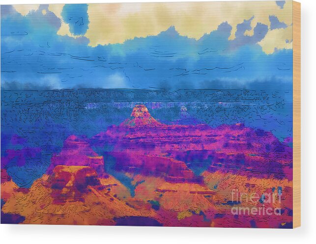 Grand-canyon Wood Print featuring the digital art The Grand Canyon Alive In Color by Kirt Tisdale