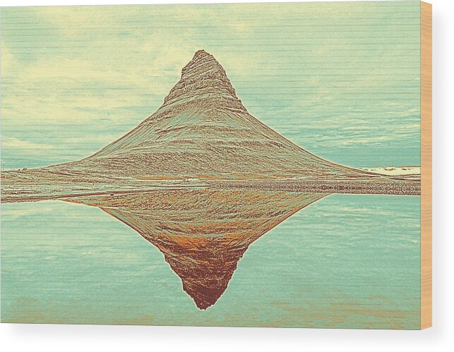 Nature Wood Print featuring the painting The Hill in the middle of nowhere by Celestial Images