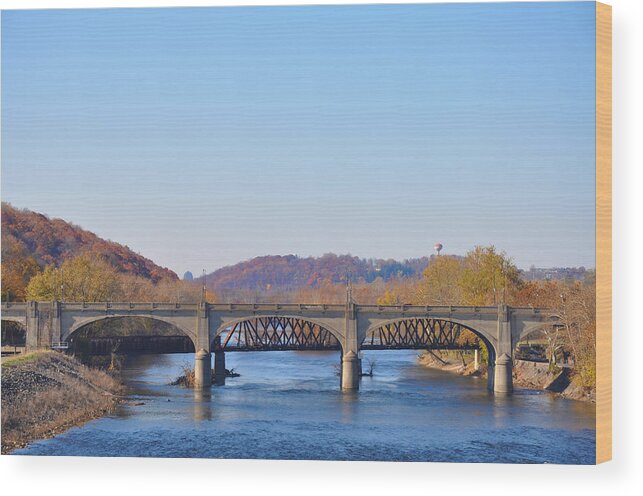 The Hill To Hill Bridge - Bethlehem Pa Wood Print featuring the photograph The Hill to Hill Bridge - Bethlehem Pa by Bill Cannon