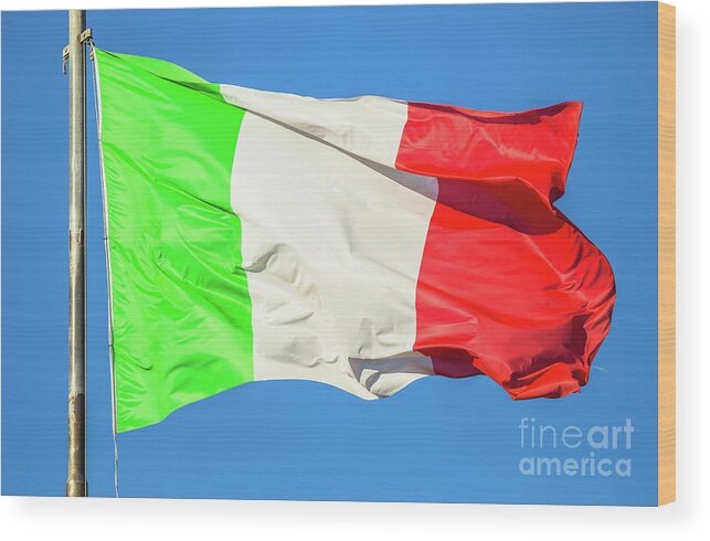 Flag Wood Print featuring the photograph the Italy flag by Benny Marty