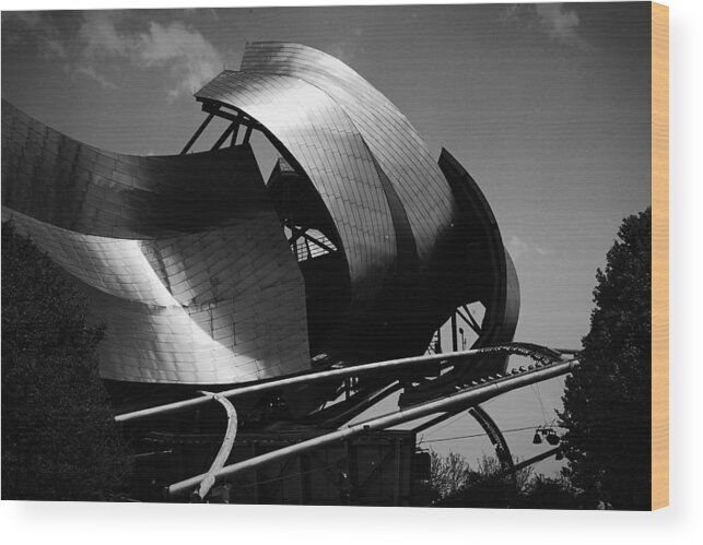 Structure Wood Print featuring the photograph The Jay Pritzker Pavilion by Ester McGuire