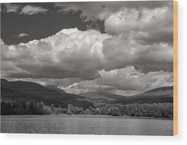 Lake Wood Print featuring the photograph The Lake with Dramatic Clouds by Nancy De Flon