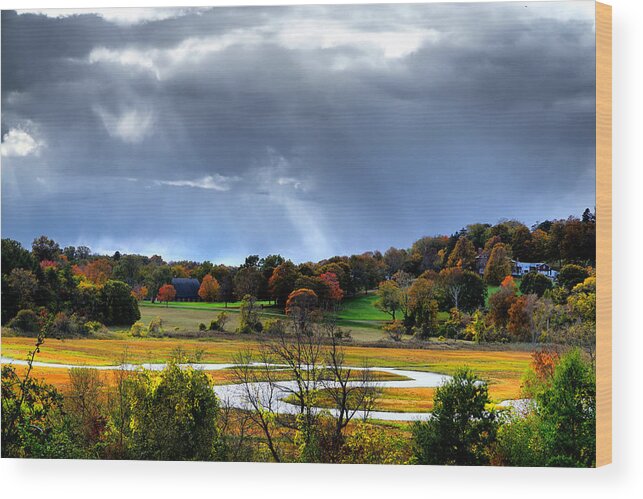 October Wood Print featuring the photograph The light over countryside by Lilia D
