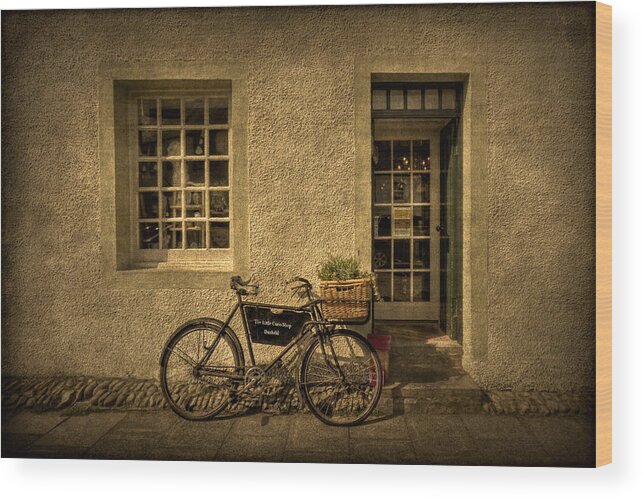 Bike Wood Print featuring the photograph The Little Curio Shop by Evelina Kremsdorf