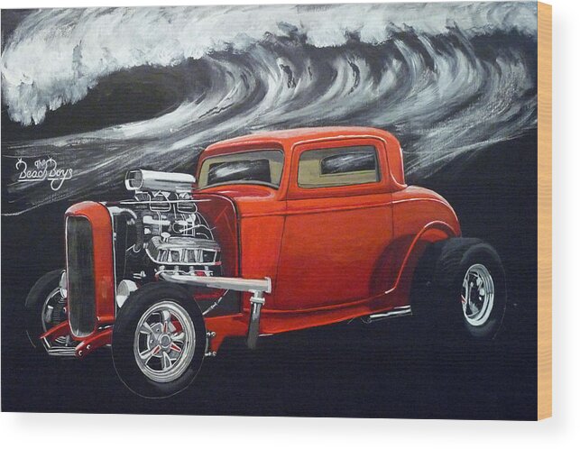 The Little Deuce Coupe Wood Print featuring the painting The Little Deuce Coupe by Richard Le Page
