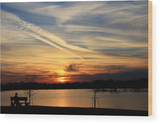 Sunset Wood Print featuring the photograph The Lonely Sunset by J Laughlin