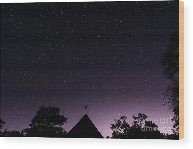 Astro Wood Print featuring the photograph The Night Sky, Great Dixter House and Gardens by Perry Rodriguez