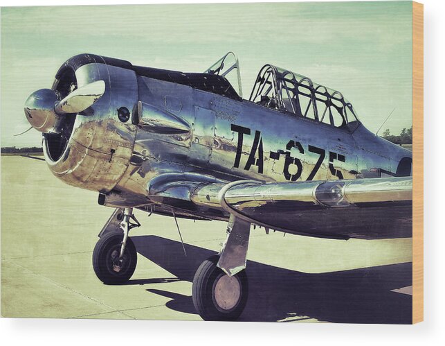 T-6 Wood Print featuring the photograph The North American Aviation T-6 Texan Plane Color Edition by Tony Grider