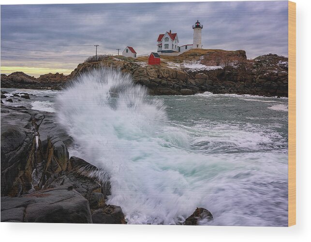 Maine Wood Print featuring the photograph The Nubble After A Storm by Rick Berk