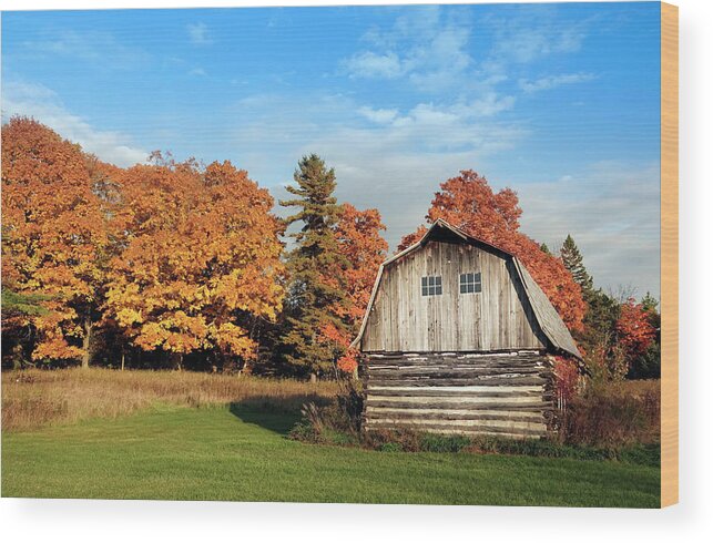 Door County Wood Print featuring the photograph The Old Barn in Autumn by Hermes Fine Art