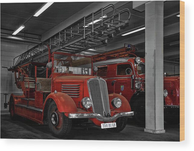 Fire Wood Print featuring the photograph The Old Fire Trucks by Joachim G Pinkawa