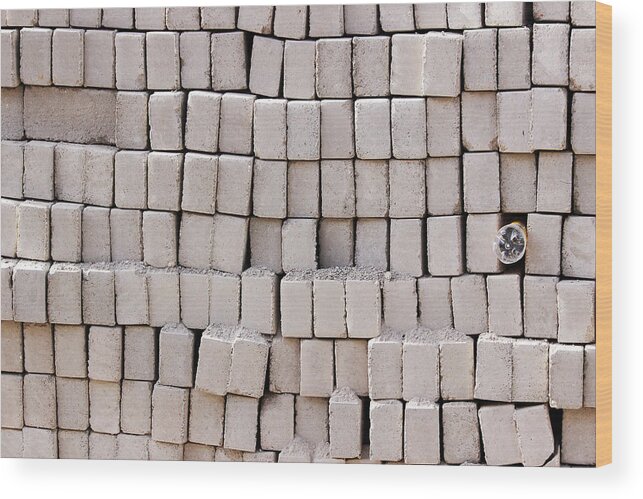 Cement Bricks Wood Print featuring the photograph The only one by Prakash Ghai