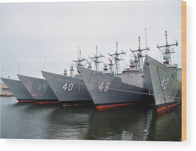 The Wood Print featuring the photograph The Philadelphia Navy Yard by Bill Cannon