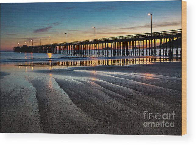Sunset Wood Print featuring the photograph The Pier by Mimi Ditchie