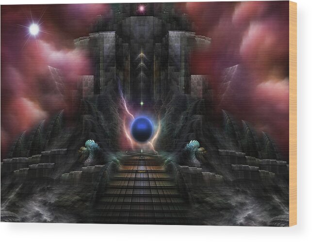 Realm Of Osphilium Wood Print featuring the digital art The Realm Of Osphilium Fractal Composition by Rolando Burbon