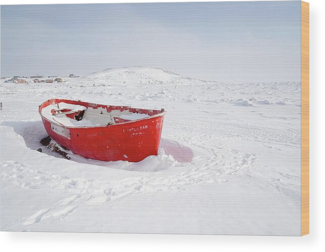 Cape Cod Catboat Wood Print featuring the photograph The red fishing boat by Nick Mares