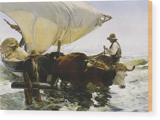 19th Century Art Wood Print featuring the painting The Return from Fishing by Joaquin Sorolla