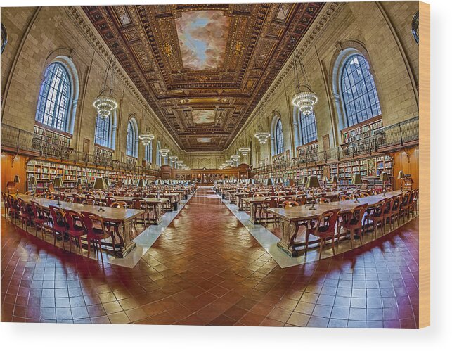 New York Public Library Wood Print featuring the photograph The Rose Main Reading Room NYPL by Susan Candelario