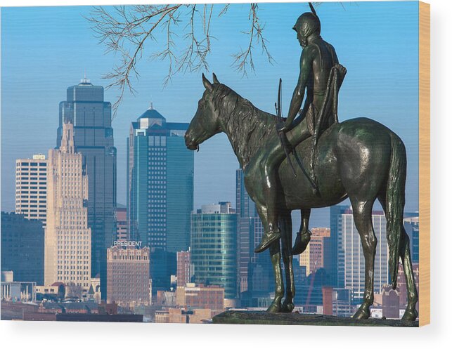 Scout Wood Print featuring the photograph The Scout Statue by Jeff Phillippi
