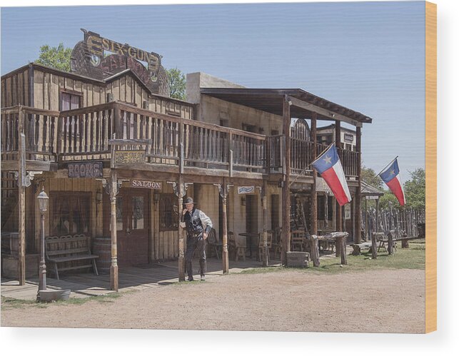 Texas Wood Print featuring the photograph The sheriff in town at the Enchanted Springs Ranch and Old West theme park by Carol M Highsmith