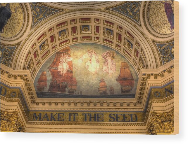 Pennsylvania Capitol Wood Print featuring the photograph The Spirit of Religious Liberty by Shelley Neff