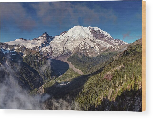 Mount Rainier Wood Print featuring the photograph The summit of Mount Rainier by Pierre Leclerc Photography