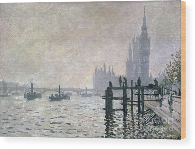 The Wood Print featuring the painting The Thames below Westminster by Claude Monet