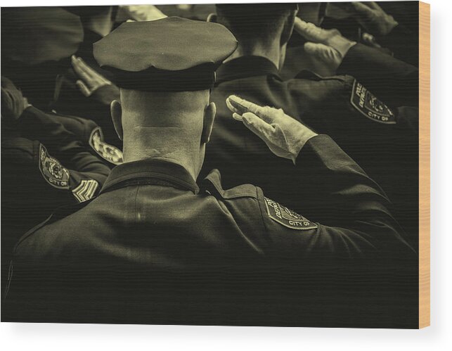 Nypd Wood Print featuring the photograph The Thin Blue Line by Mountain Dreams