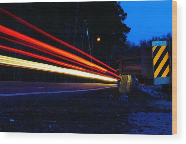 Light Trail Wood Print featuring the photograph The Trail To... by Nicole Lloyd