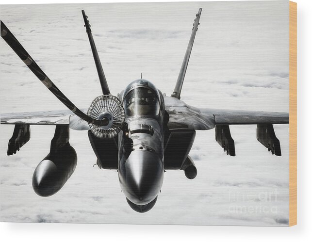 F18 Wood Print featuring the digital art Thirsty Hornet by Airpower Art