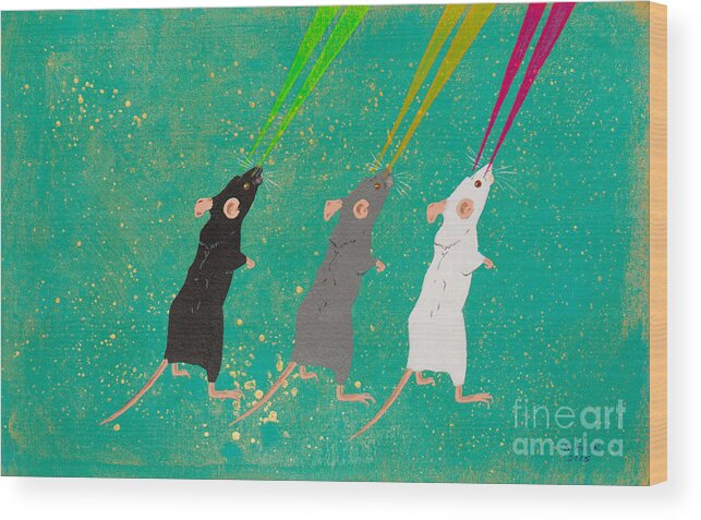Mice Wood Print featuring the painting Three Blind Mice by Stefanie Forck
