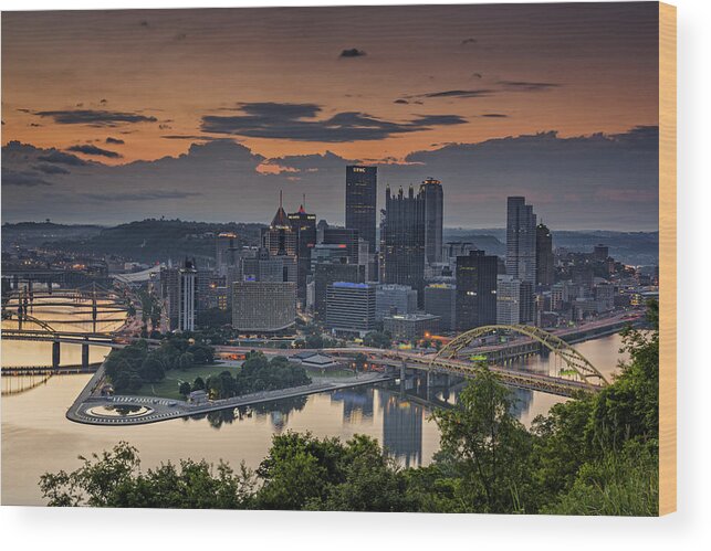 Pittsburgh Wood Print featuring the photograph Three Rivers Sunrise by Rick Berk