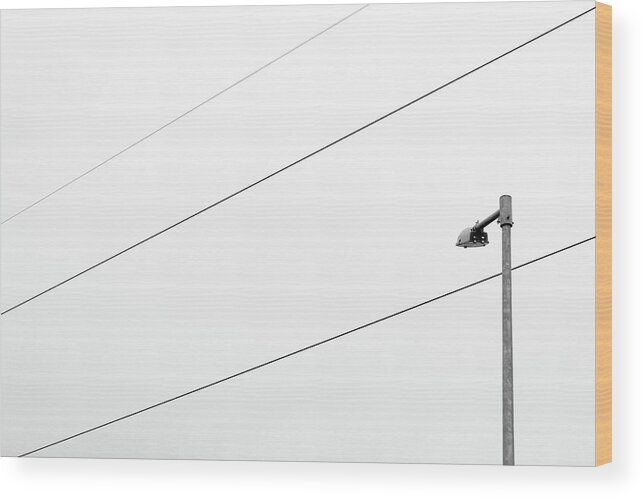 Minimal Wood Print featuring the photograph Three Wires and a Street Lamp by Prakash Ghai