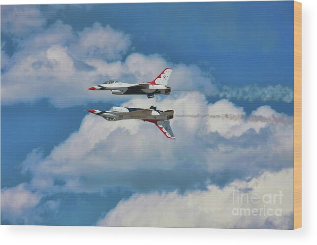 Usaf Wood Print featuring the photograph Thunderbirds Inverted by Richard Lynch