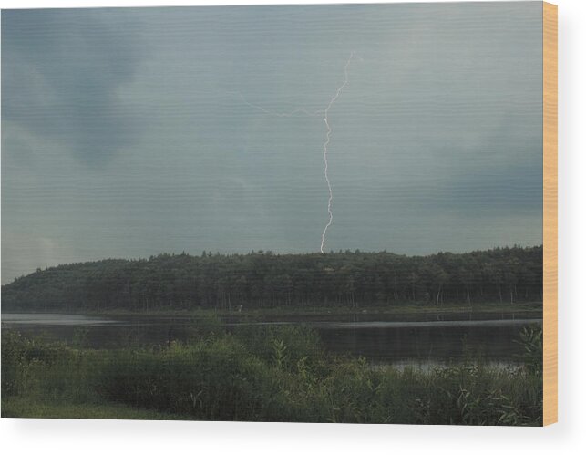 Thunderstorm Wood Print featuring the photograph Thunderstorm over Otter Brook Lake by John Burk