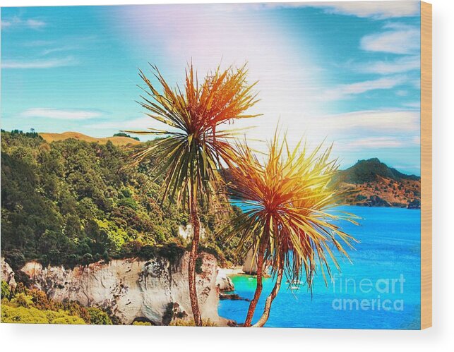 Cabbage Tree Wood Print featuring the photograph Ti Kouka by HELGE Art Gallery