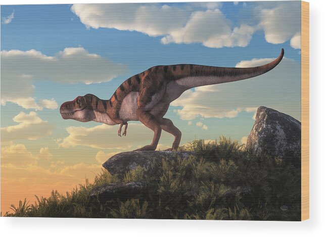 Tigersaurus Wood Print featuring the digital art Tigersaurus Rex by Daniel Eskridge
