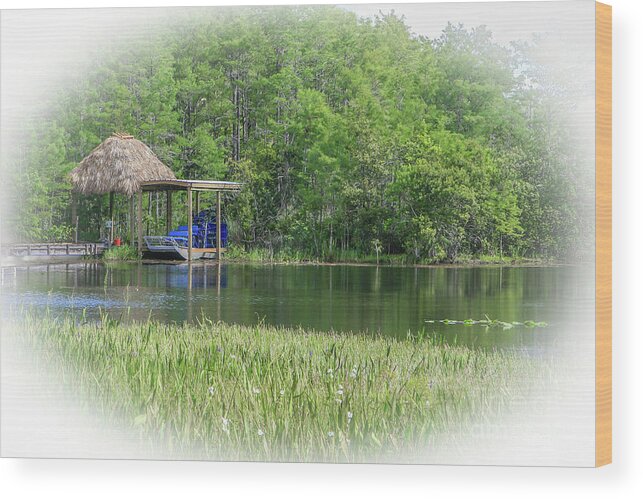 Tiki Wood Print featuring the photograph Tiki Hut Airboat by Tom Claud