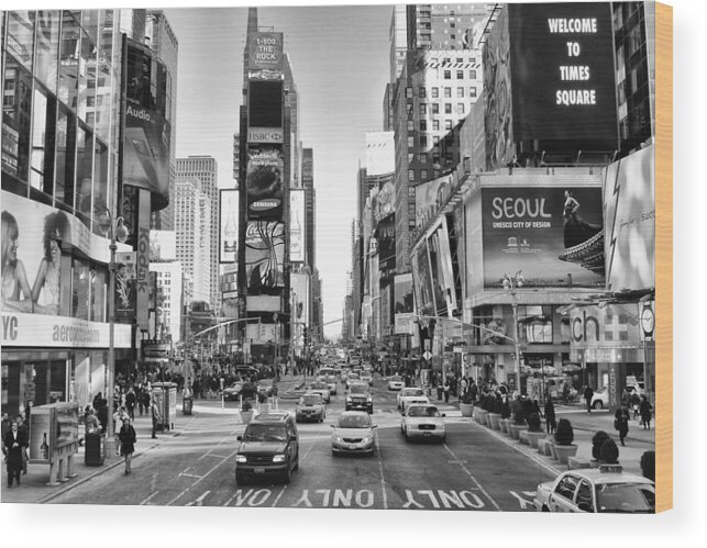 New York Wood Print featuring the photograph Time Square Day by David Naman